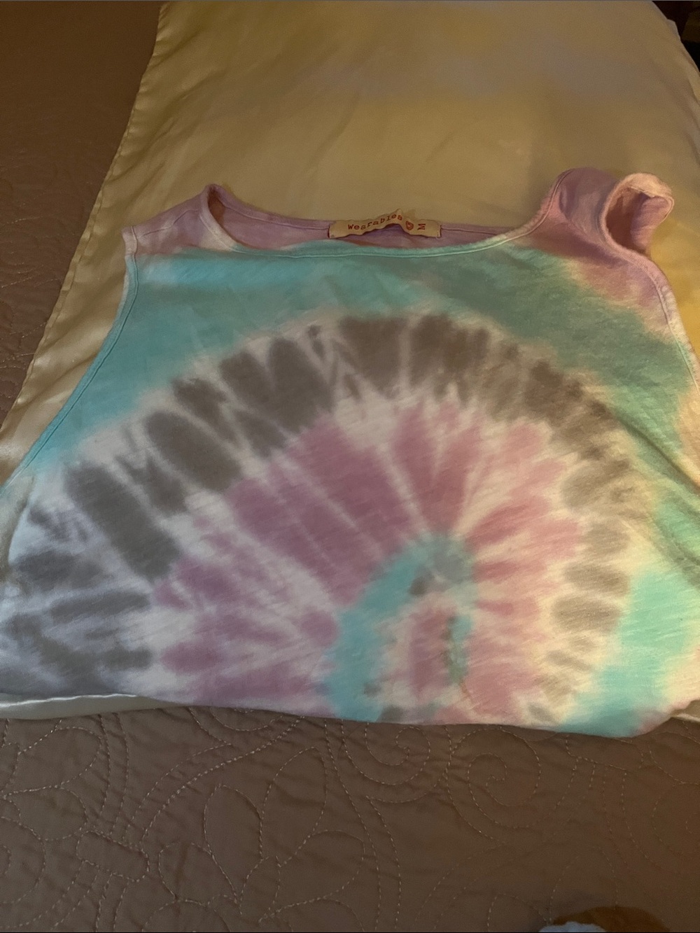 Spiral Tie-Dye Sleeveless Tank Top in Pink, Aqua & Gray - Picture 2 of 8